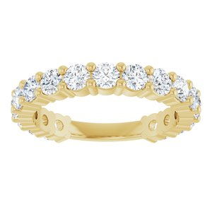 14K Yellow Gold Round 3 Mm Polished 1 1/2 Ctw Natural Diamond Anniversary Band Size 7
