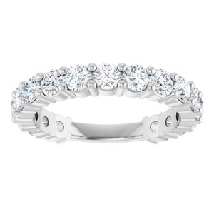 14K White Gold Round 3 Mm Polished 1 1/2 Ctw Natural Diamond Anniversary Band Size 7
