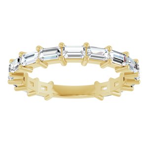 14K Yellow Gold Straight Baguette 3.5 X 2 Mm Polished 1 1/2 Ctw Natural Diamond Anniversary Band Size 7