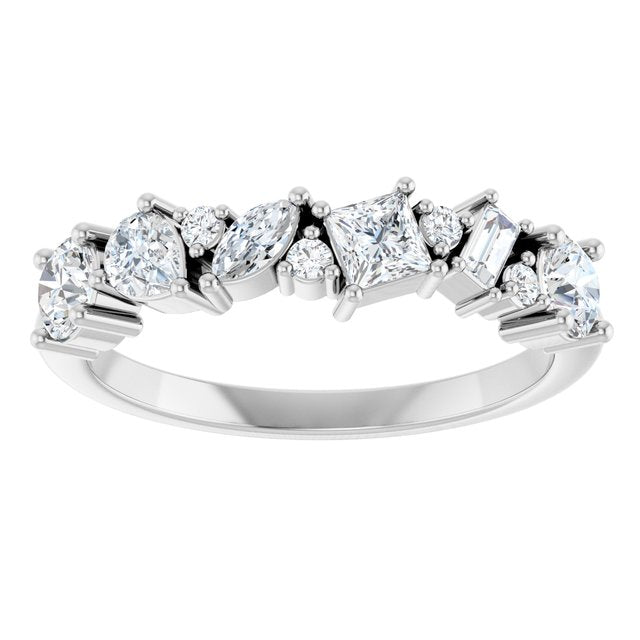 14K White Gold Square 3 X 3 Mm Polished 7/8 Ctw Lab-Grown Diamond Anniversary Band, Size 7