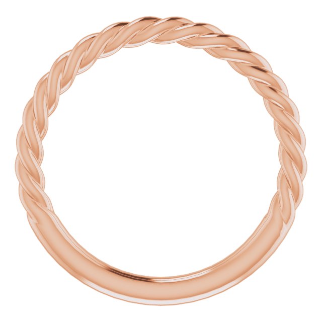 14K Rose Gold 1.7 Mm Polished Rope Standard-Fit Band, Size 5