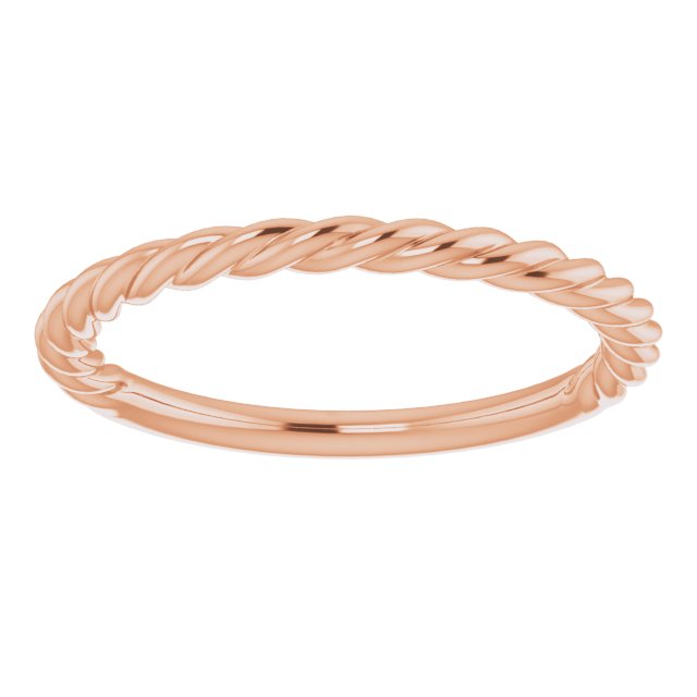 14K Rose Gold 1.7 Mm Polished Rope Standard-Fit Band, Size 5