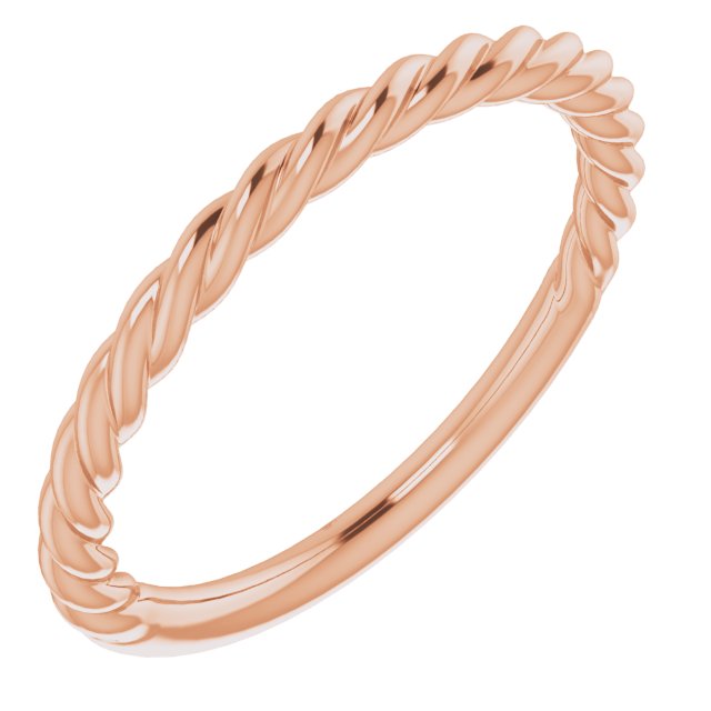14K Rose Gold 1.7 Mm Polished Rope Standard-Fit Band, Size 5