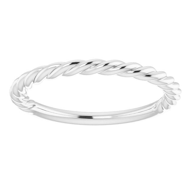 14K White Gold Or Platinum 1.7 Mm Polished Rope Standard-Fit Band, Size 4