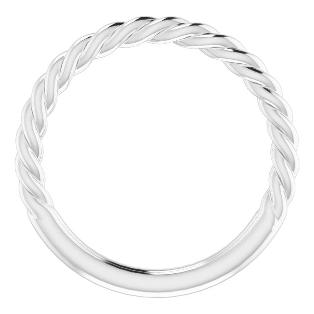 14K White Gold Or Platinum 1.7 Mm Polished Rope Standard-Fit Band, Size 4