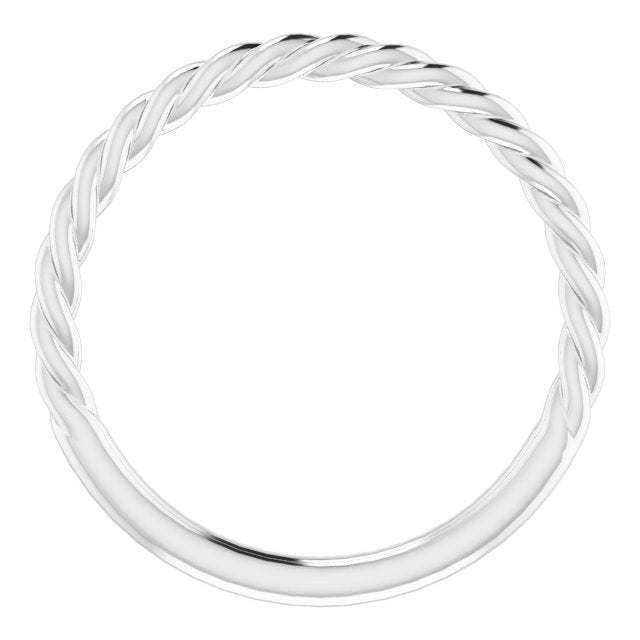 14K White Gold 1.7 Mm Polished Rope Standard-Fit Band, Size 8