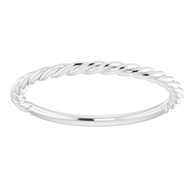 14K White Gold 1.7 Mm Polished Rope Standard-Fit Band, Size 8