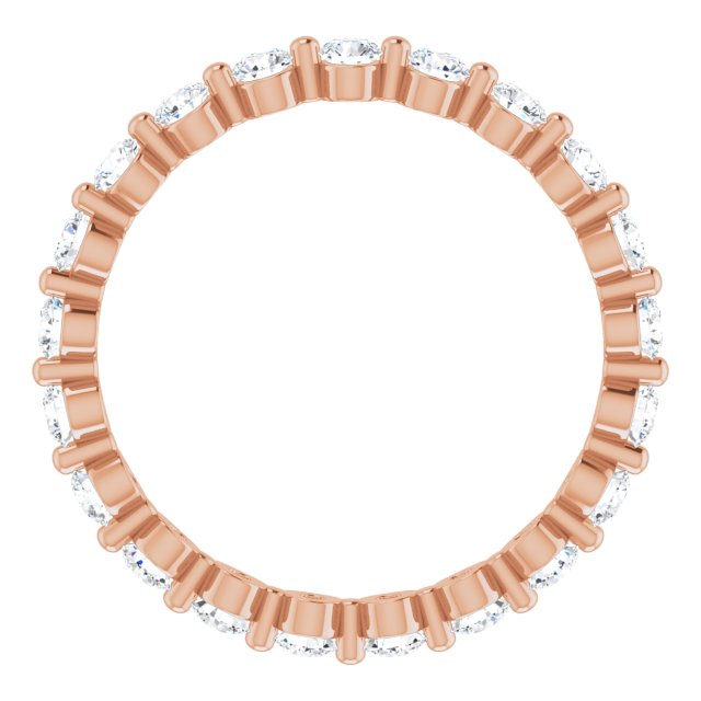 14K Rose Gold Round 2 Mm Si2-Si3, G-H Polished 3/4 Ctw Natural Diamond Eternity Band, Size 7