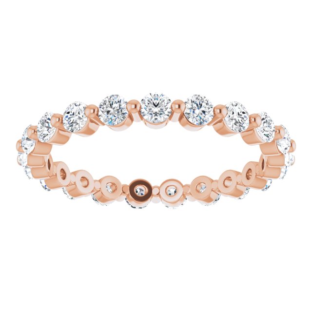 14K Rose Gold Round 2 Mm Si2-Si3, G-H Polished 3/4 Ctw Natural Diamond Eternity Band, Size 7