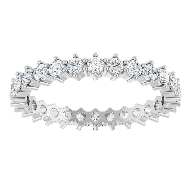 14K White Gold Round 2 Mm Si2-Si3, G-H Polished 7/8 Ctw Natural Diamond Eternity Band, Size 7