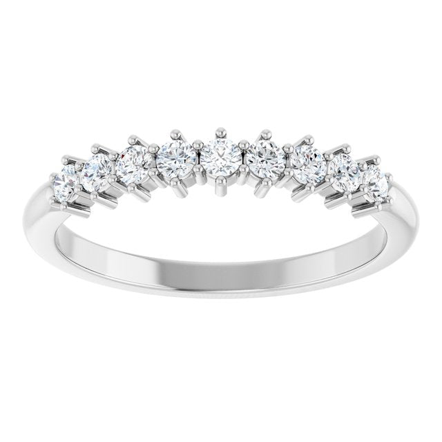 14K White Or Rose Gold Or Platinum Round 2 Mm Polished 1/4 Ctw Natural Diamond 9-Stone Anniversary Band, Size 7