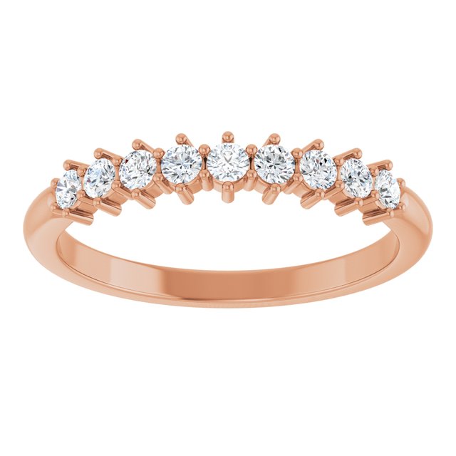 14K White Or Rose Gold Or Platinum Round 2 Mm Polished 1/4 Ctw Natural Diamond 9-Stone Anniversary Band, Size 7