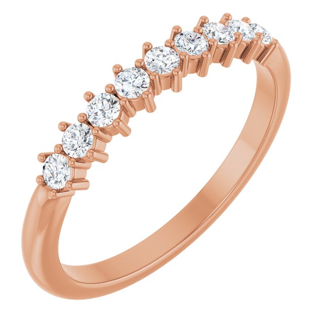 14K White Or Rose Gold Or Platinum Round 2 Mm Polished 1/4 Ctw Natural Diamond 9-Stone Anniversary Band, Size 7