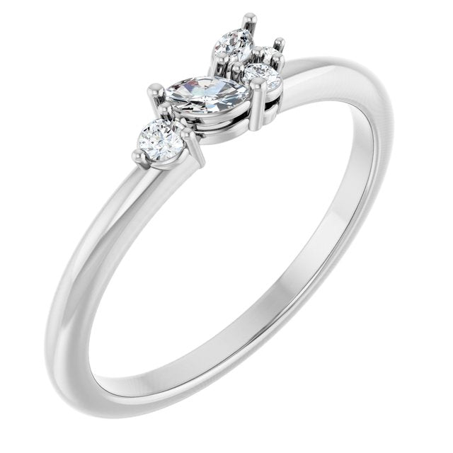 14K White Or Yellow Gold Marquise 4 X 2 Mm Polished 1/6 Ctw Natural Diamond Stackable Ring, Size 7