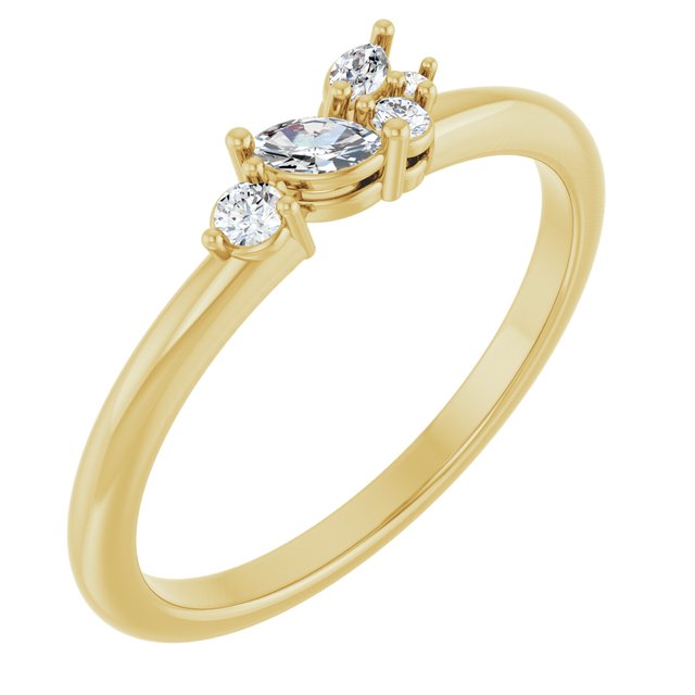 14K White Or Yellow Gold Marquise 4 X 2 Mm Polished 1/6 Ctw Natural Diamond Stackable Ring, Size 7