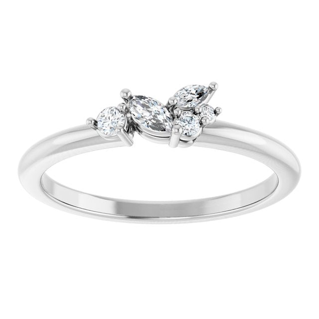 14K White Or Yellow Gold Marquise 4 X 2 Mm Polished 1/6 Ctw Natural Diamond Stackable Ring, Size 7