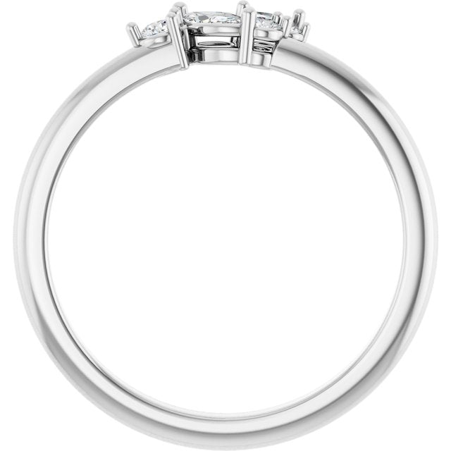 14K White Or Yellow Gold Marquise 4 X 2 Mm Polished 1/6 Ctw Natural Diamond Stackable Ring, Size 7