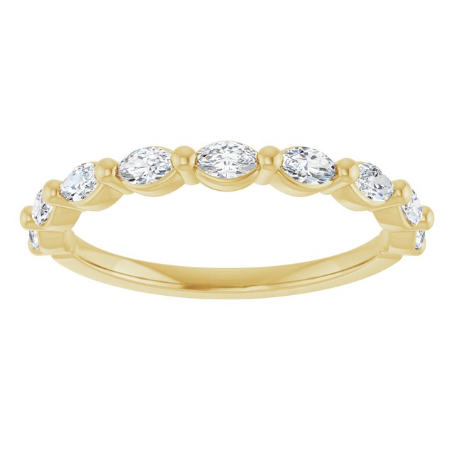 14K White Or Yellow Or Rose Gold Marquise 3.5 X 2 Mm Polished 1/2 Ctw Natural Diamond Anniversary Band, Size 7