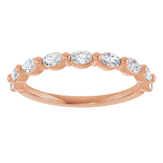 14K White Or Yellow Or Rose Gold Marquise 3.5 X 2 Mm Polished 1/2 Ctw Natural Diamond Anniversary Band, Size 7