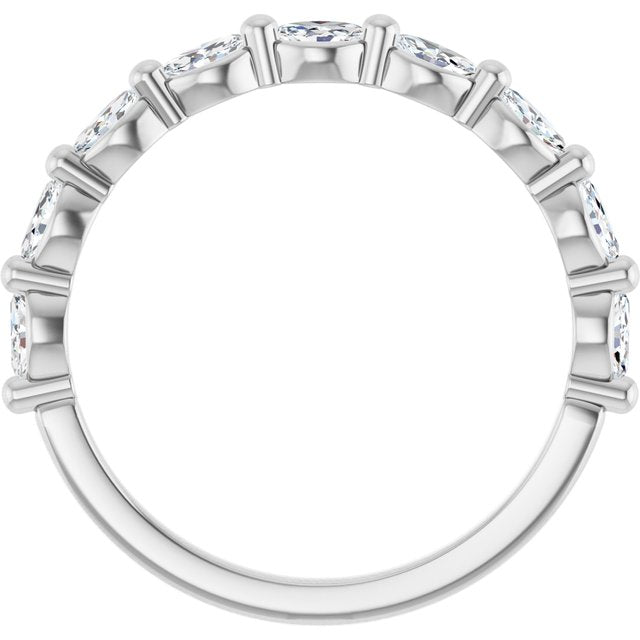 14K White Or Yellow Or Rose Gold Marquise 3.5 X 2 Mm Polished 1/2 Ctw Natural Diamond Anniversary Band, Size 7