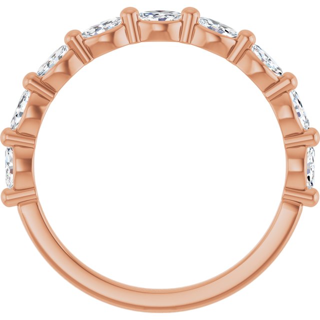 14K White Or Yellow Or Rose Gold Marquise 3.5 X 2 Mm Polished 1/2 Ctw Natural Diamond Anniversary Band, Size 7