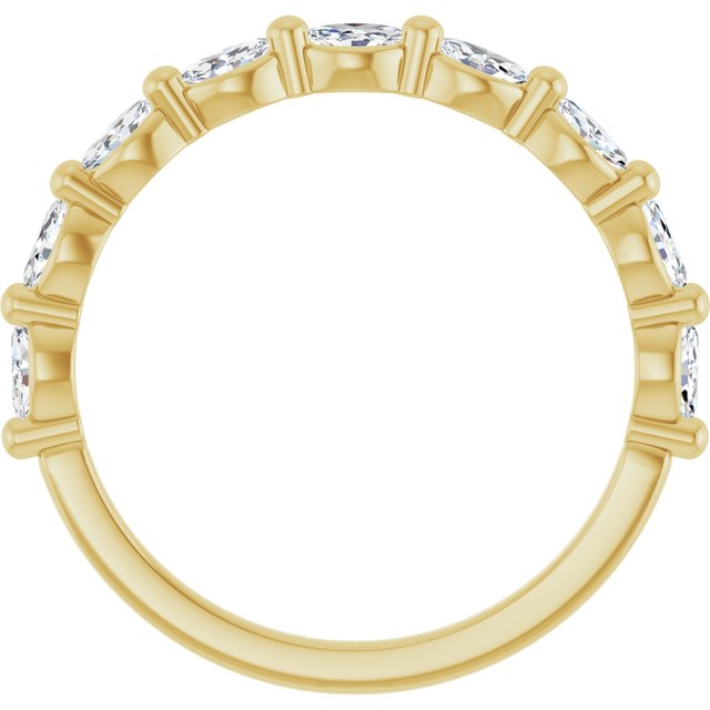 14K White Or Yellow Or Rose Gold Marquise 3.5 X 2 Mm Polished 1/2 Ctw Natural Diamond Anniversary Band, Size 7