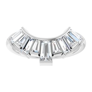 14K White Gold Natural Diamond Tapered Baguette 5 X 2.75 X 2 Mm Natural Diamond Polished 3/4 Ctw Natural Diamond Contour Band Size 7