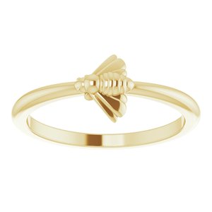14K Yellow Gold None Polished Stackable Bee Ring Size 7