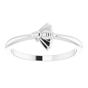 Sterling Silver Polished Stackable Bee Ring Size 7