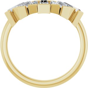 14K Yellow Gold Lab-Grown Diamond Tapered Baguette 5 X 2.75 X 2 Mm Lab-Grown Diamond Polished 3/4 Ctw Lab-Grown Diamond Contour Band Size 7