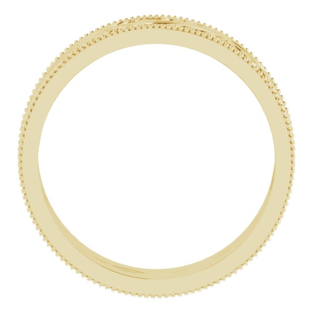 14K Yellow Gold 6 Mm Polished Milgrain Edge Sculptural Standard Fit Band, Size 10