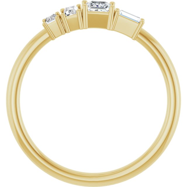 14K Yellow Gold Polished 1/4 Ctw Natural Diamond Stackable Geometric Ring, Size 7