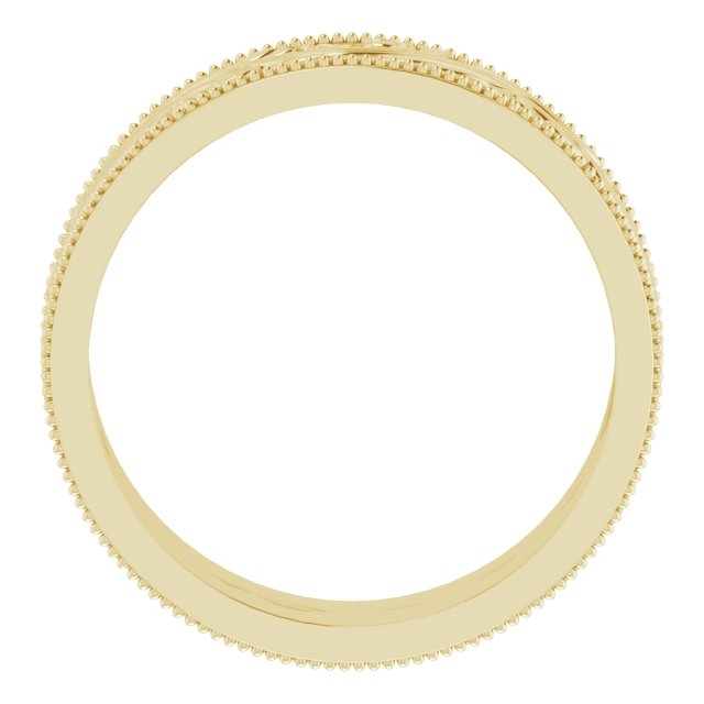 10K Yellow Gold 6 Mm Polished Milgrain Edge Sculptural Standard Fit Band, Size 8.5
