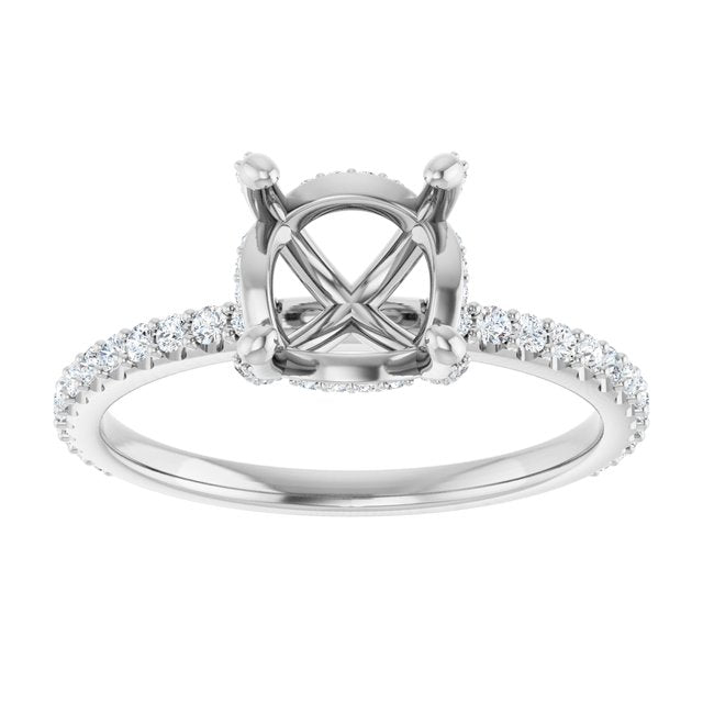 Platinum Round 7.4 Mm Polished 1/3 Ctw Lab-Grown Diamond Semi-Set Engagement Ring, Size 7