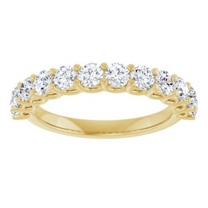14K Yellow Gold Natural Diamond Round 3 Mm Polished 1 Ctw Natural Diamond Anniversary Band Size 7