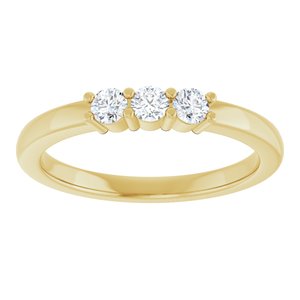 14K Yellow Gold Round 2.75 Mm Polished 1/4 Ctw Natural Diamond Anniversary Band Size 7