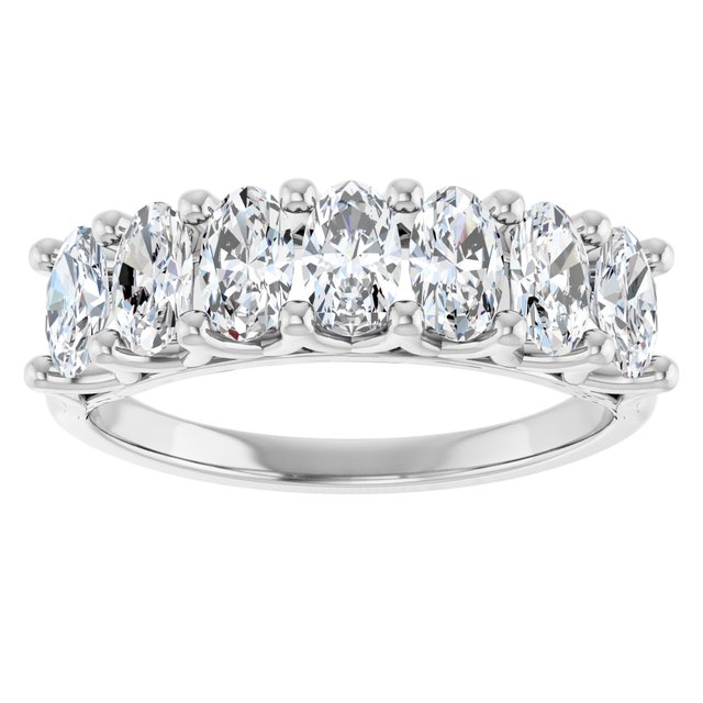 14K White Gold Oval 5 X 3 Mm Polished 1 1/3 Ctw Lab-Grown Diamond Anniversary Band Size 7