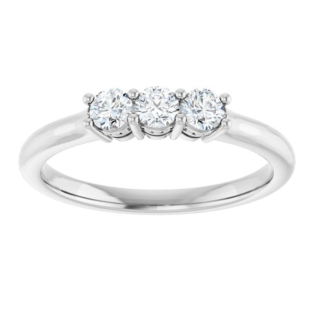 14K White Gold Round 3 Mm Polished 1/3 Ctw Natural Diamond Anniversary Band, Size 7