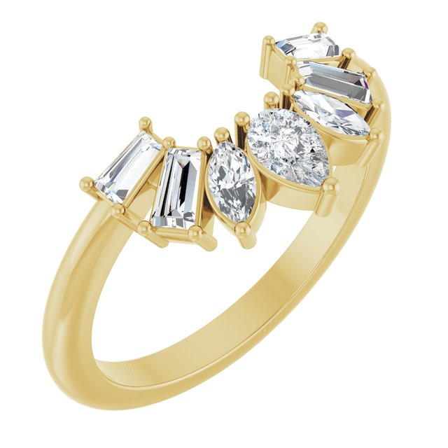 14K Yellow Gold Pear 4.5 X 3 Mm Polished 1/2 Ctw Lab-Grown Diamond Contour Band, Size 7