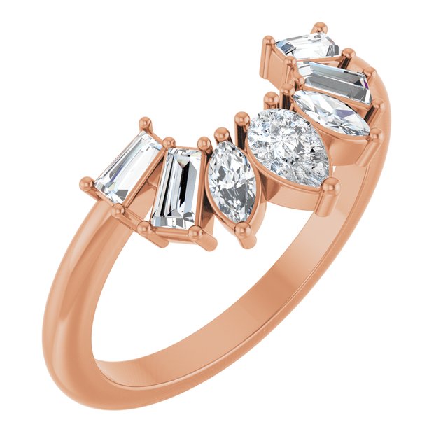 14K White Or Rose Gold Pear 4.5 X 3 Mm Polished 1/2 Ctw Natural Diamond Contour Band, Size 7