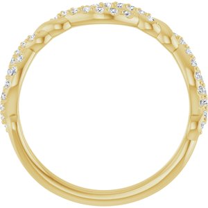 14K Yellow Gold Round Polished 1/5 Ctw Natural Diamond Twisted Anniversary Band Size 7
