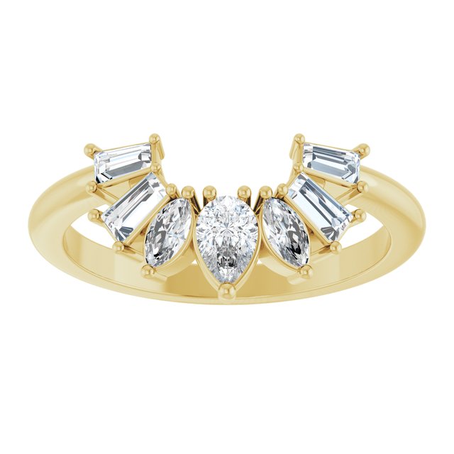 14K Yellow Gold Pear 4.5 X 3 Mm Polished 1/2 Ctw Lab-Grown Diamond Contour Band, Size 7
