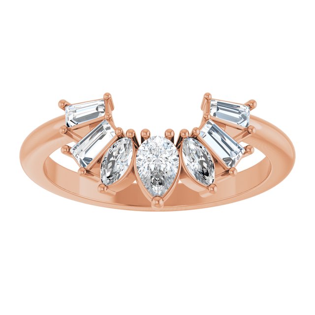 14K White Or Rose Gold Pear 4.5 X 3 Mm Polished 1/2 Ctw Natural Diamond Contour Band, Size 7