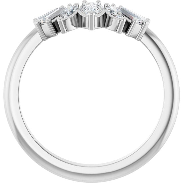 14K White Or Rose Gold Pear 4.5 X 3 Mm Polished 1/2 Ctw Natural Diamond Contour Band, Size 7