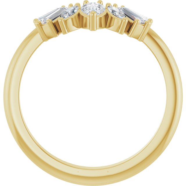 14K Yellow Gold Pear 4.5 X 3 Mm Polished 1/2 Ctw Lab-Grown Diamond Contour Band, Size 7