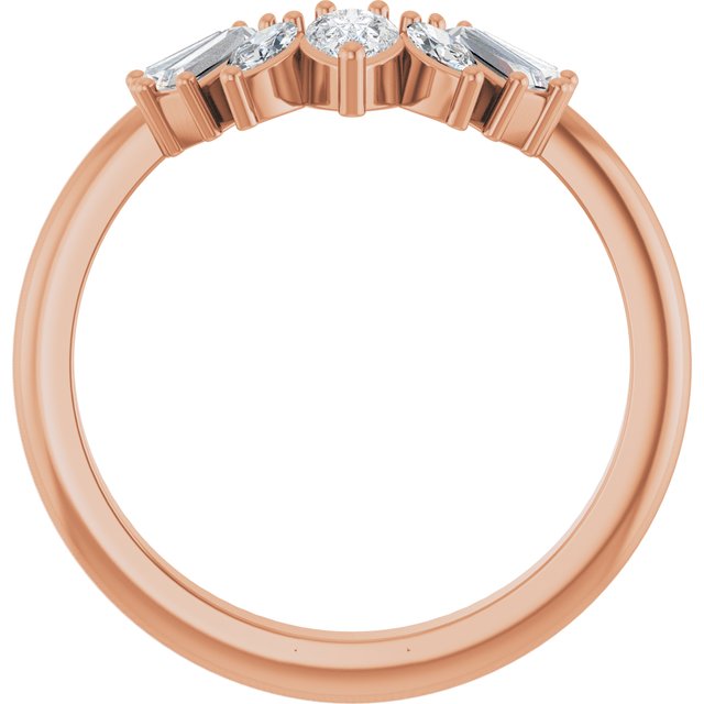 14K White Or Rose Gold Pear 4.5 X 3 Mm Polished 1/2 Ctw Natural Diamond Contour Band, Size 7