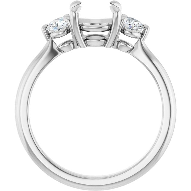 14K White Gold Round 7 Mm Polished 1/3 Ctw Lab-Grown Diamond Semi-Set Engagement Ring, Size 7