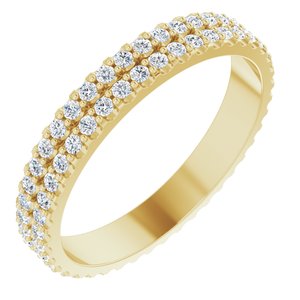14K Yellow Gold Round 1.3 Mm Gh Si2-Si3 3/4 Ctw Natural Diamond Double Row Eternity Band Size 6