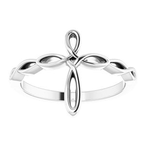 14K White Gold Polished Cross Ring Size 7