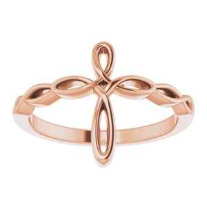 14K Rose Gold Polished Cross Ring Size 7